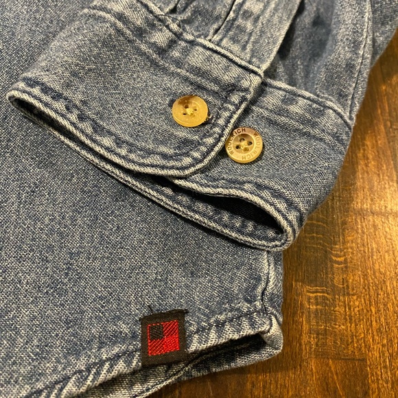 Woolrich Denim Chambray Long Sleeve Shirt Men’s XXL 2XL Blue Medium Wash Pocket - Picture 6 of 9